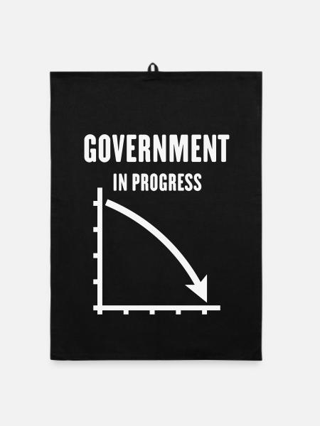 Government In Progress (Regierung Politik / White) - Organic Geschirrtuch - Schwarz - Vorne