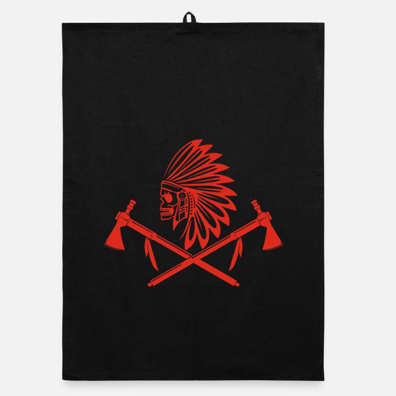 Red Indian Warrior Organic dish towel