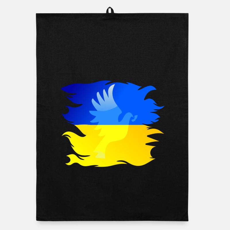 Drapeau de l’Ukraine avec colombe de la paix Torchon bio
