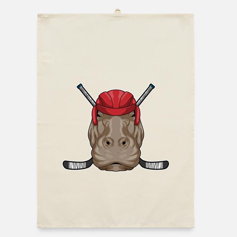 Nilpferd Eishockey Eishockeyschläger Organic Geschirrtuch