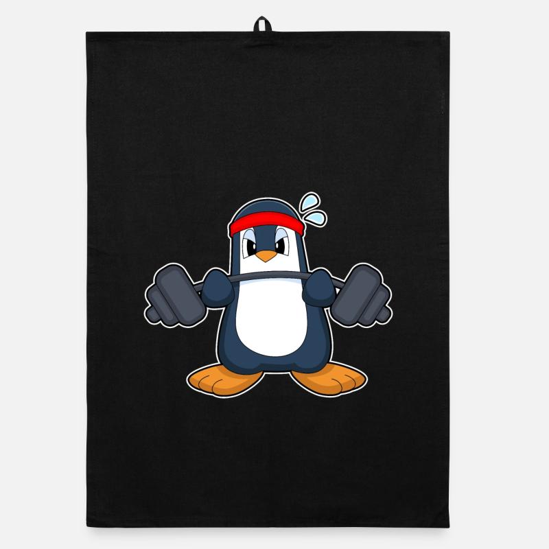 Penguin Bodybuilder Barbell Musculation Torchon bio