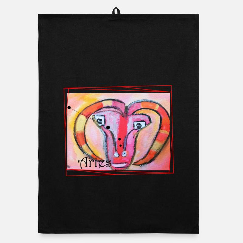 Aries Rainbow Celestial Art Organic dish towel