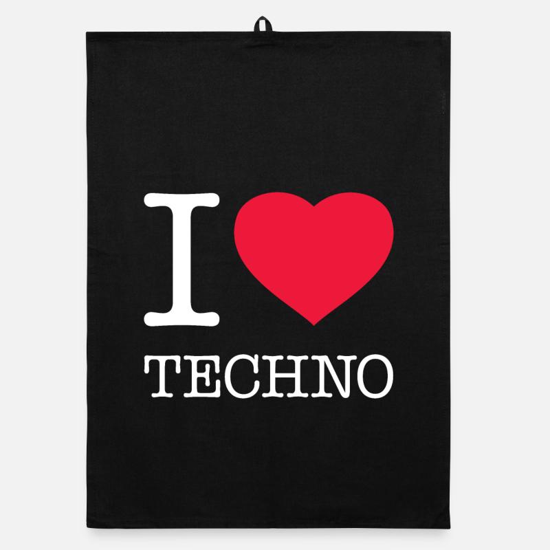 I LOVE TECHNO Organic Geschirrtuch