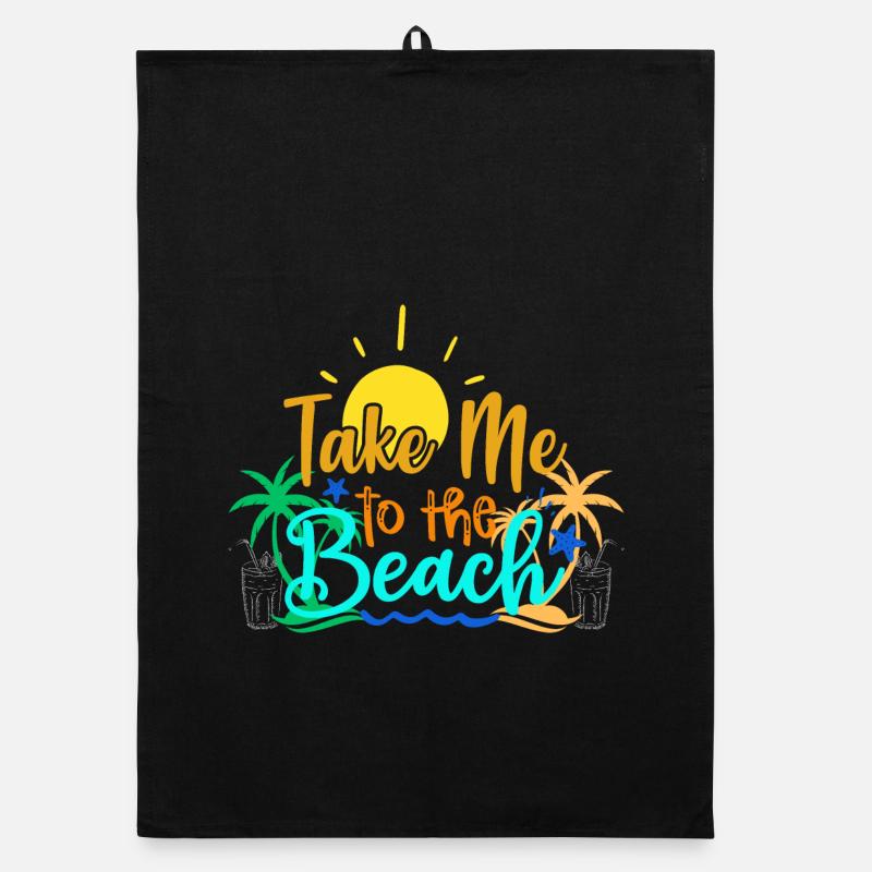 Sunset Beach Vacation Graphic Organic dish towel