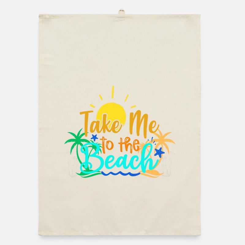 Sunset Beach Vacation Graphic Organic dish towel