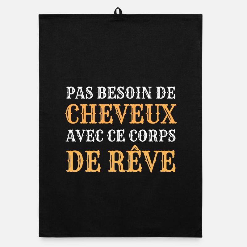 Pas besoin de cheveux avec ce corps de rêve - Torchon bio - noir