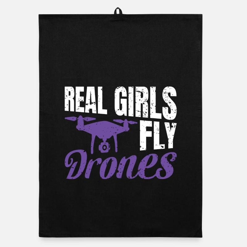Real Girls fly Drones Organic dish towel