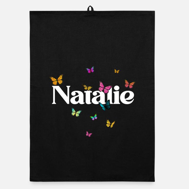Schöner Mädchenname mit Schmetterlingen NATALIE Organic Geschirrtuch