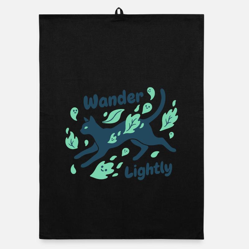 Chemin de chat à travers la mer de feuilles Torchon bio