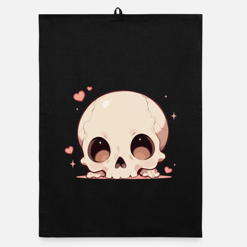 Cuddly Skull Heart Cartoon Organic dish towel