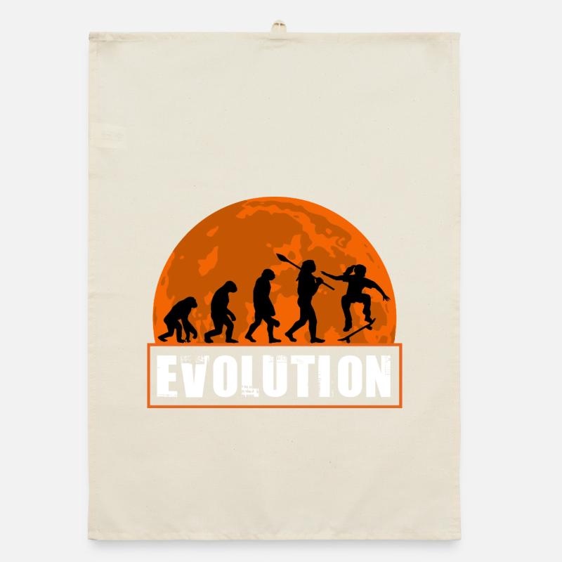 Skateboard Evolution Retro Sunset Skater Organic Geschirrtuch