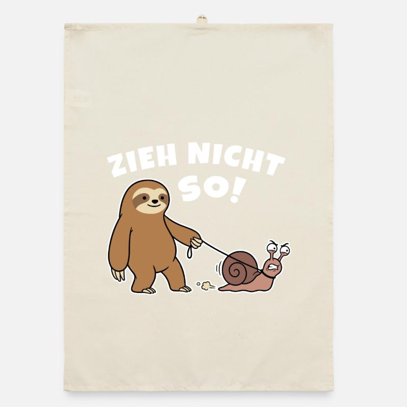 Don't pull like that! Sloth walks with snail Organic dish towel