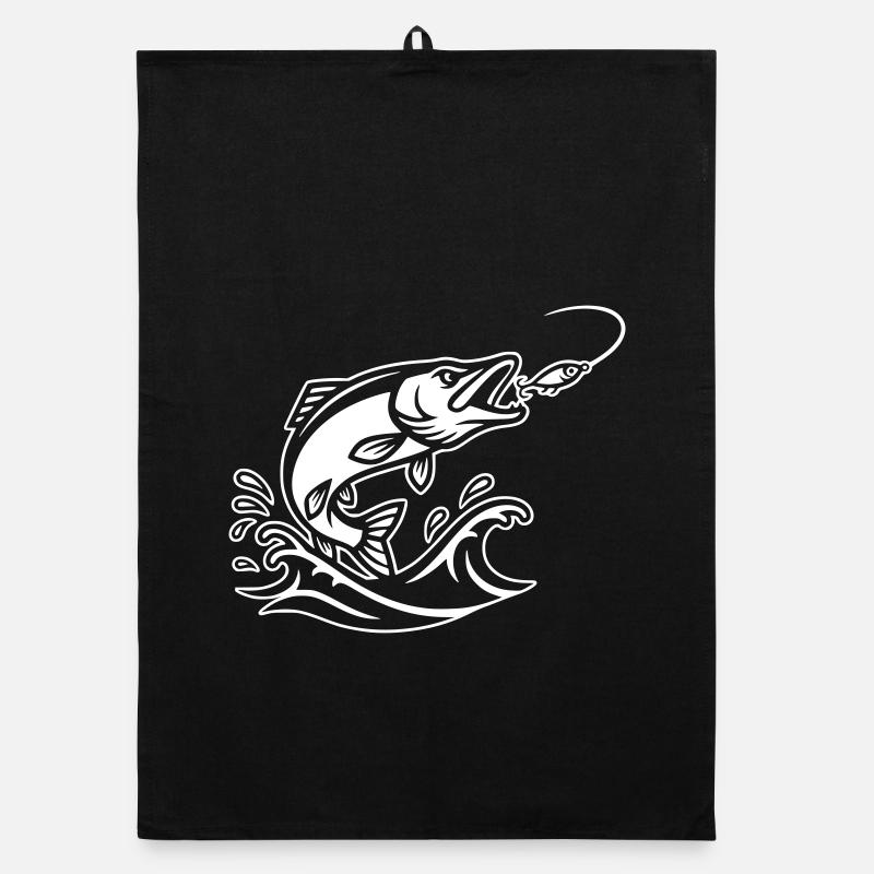 Pike Predator Jump Outline Organic dish towel