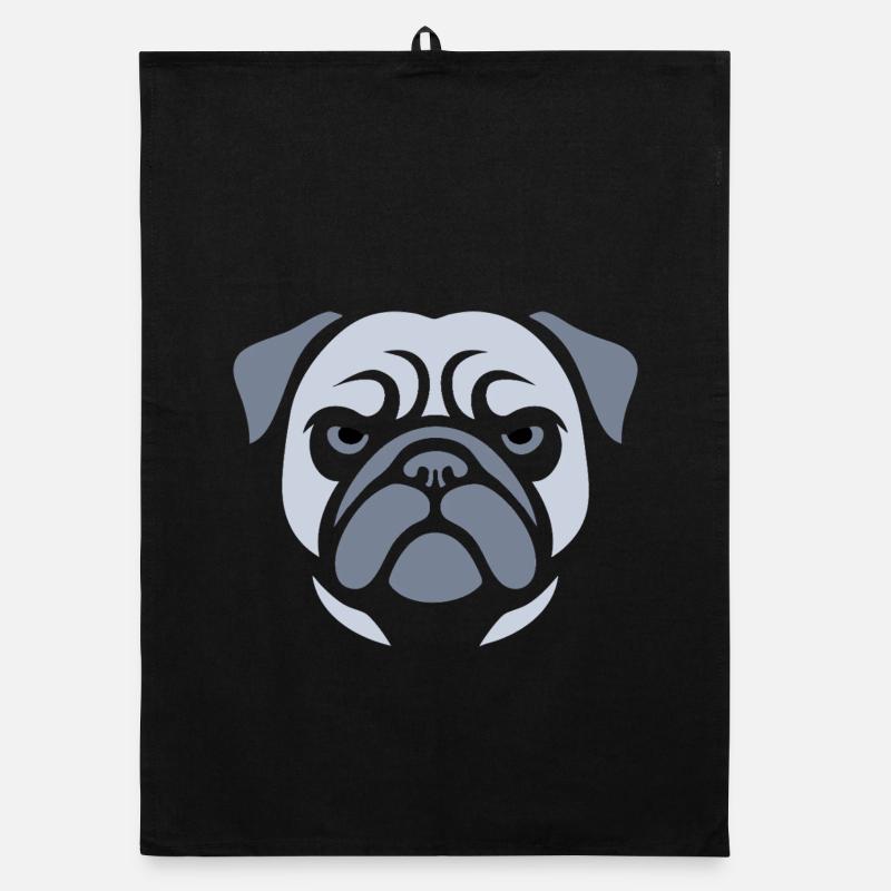 Pug , Dog head Organic dish towel