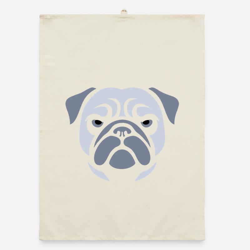 Mops , Hundekopf Organic Geschirrtuch