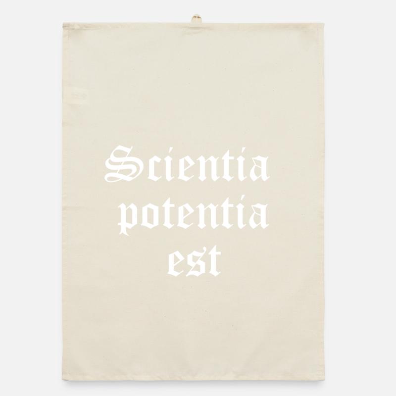 Knowledge is Power in Gothic Script Organic dish towel