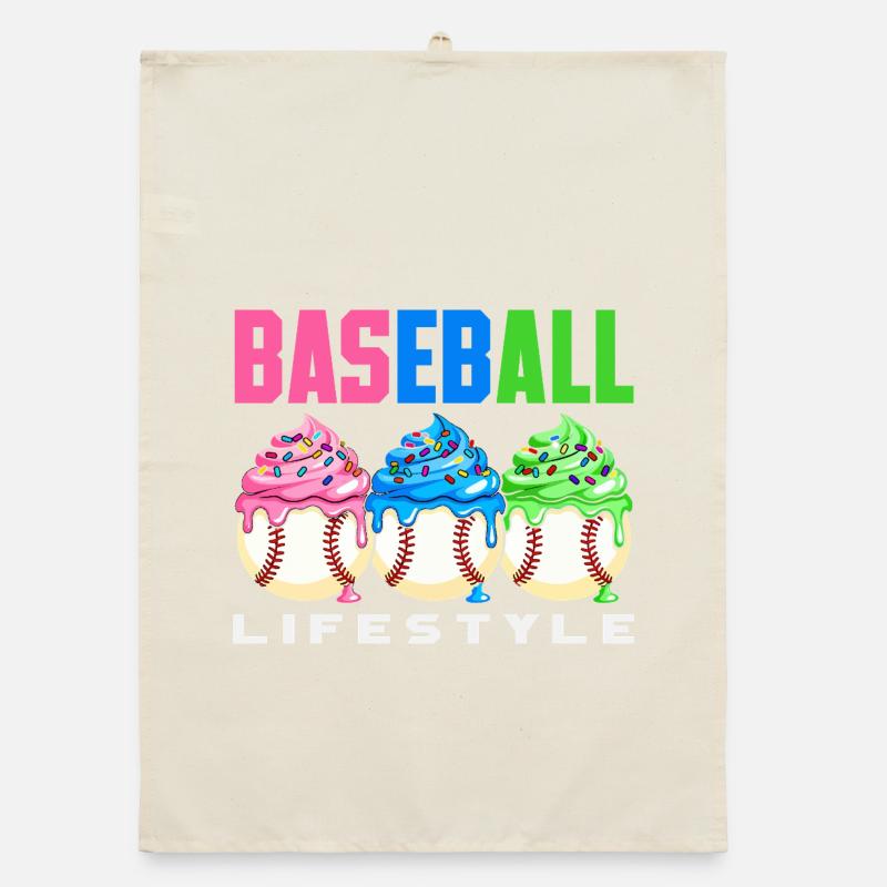 Mode de vie de baseball Cupcakes sucrés Torchon bio