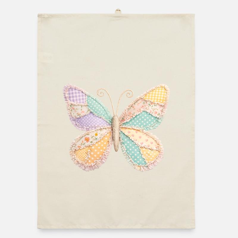 Schmetterling Patchwork Vintage Cottagecore Organic Geschirrtuch
