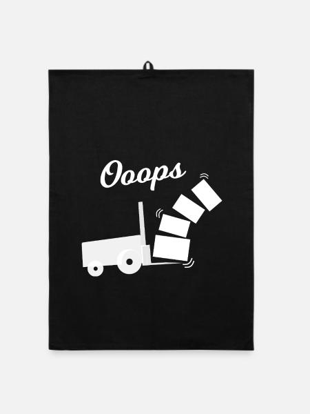 Oops Kippender Lastwagen Design - Organic Geschirrtuch - Schwarz - Vorne