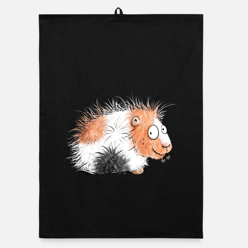 Cute guinea pig with daisies i gift Organic dish towel