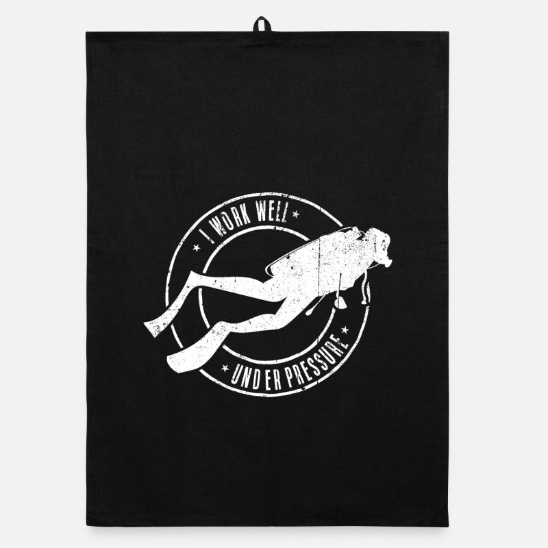 Deep Dive Diver Emblem - Organic Geschirrtuch - Schwarz