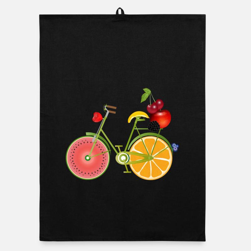 drôle de vélo vert fruité décoré Torchon bio
