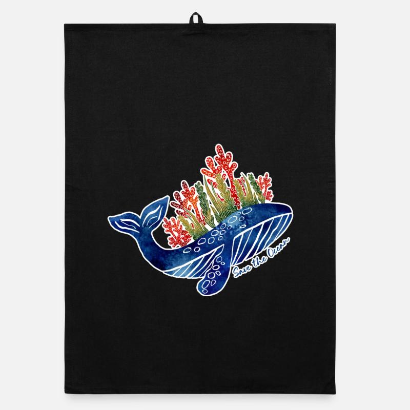Illustration de baleine avec du corail | Protéger la mer Torchon bio