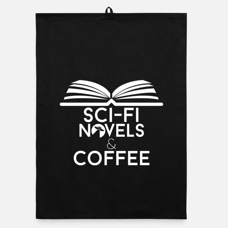 Book Lover Sci-Fi, Romane und Kaffee - Organic Geschirrtuch - Schwarz
