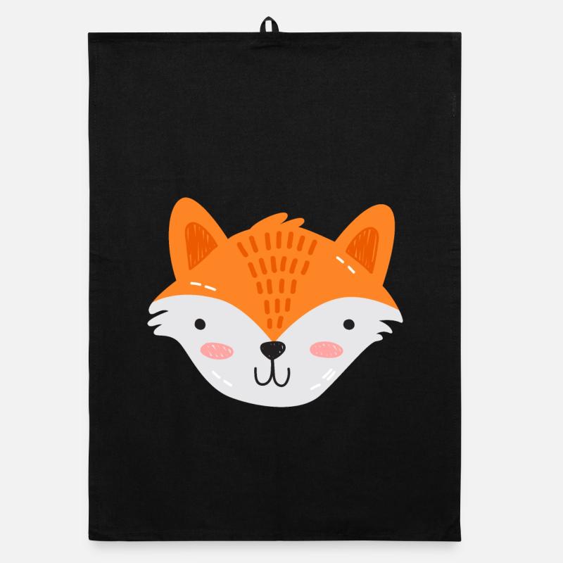 Süßer Fuchs Skandi Stil - Organic Geschirrtuch - Schwarz