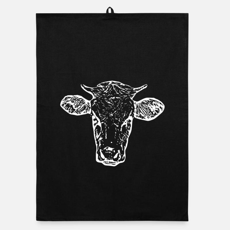 drôle vache tête de vache blanc cadeau fermier Torchon bio