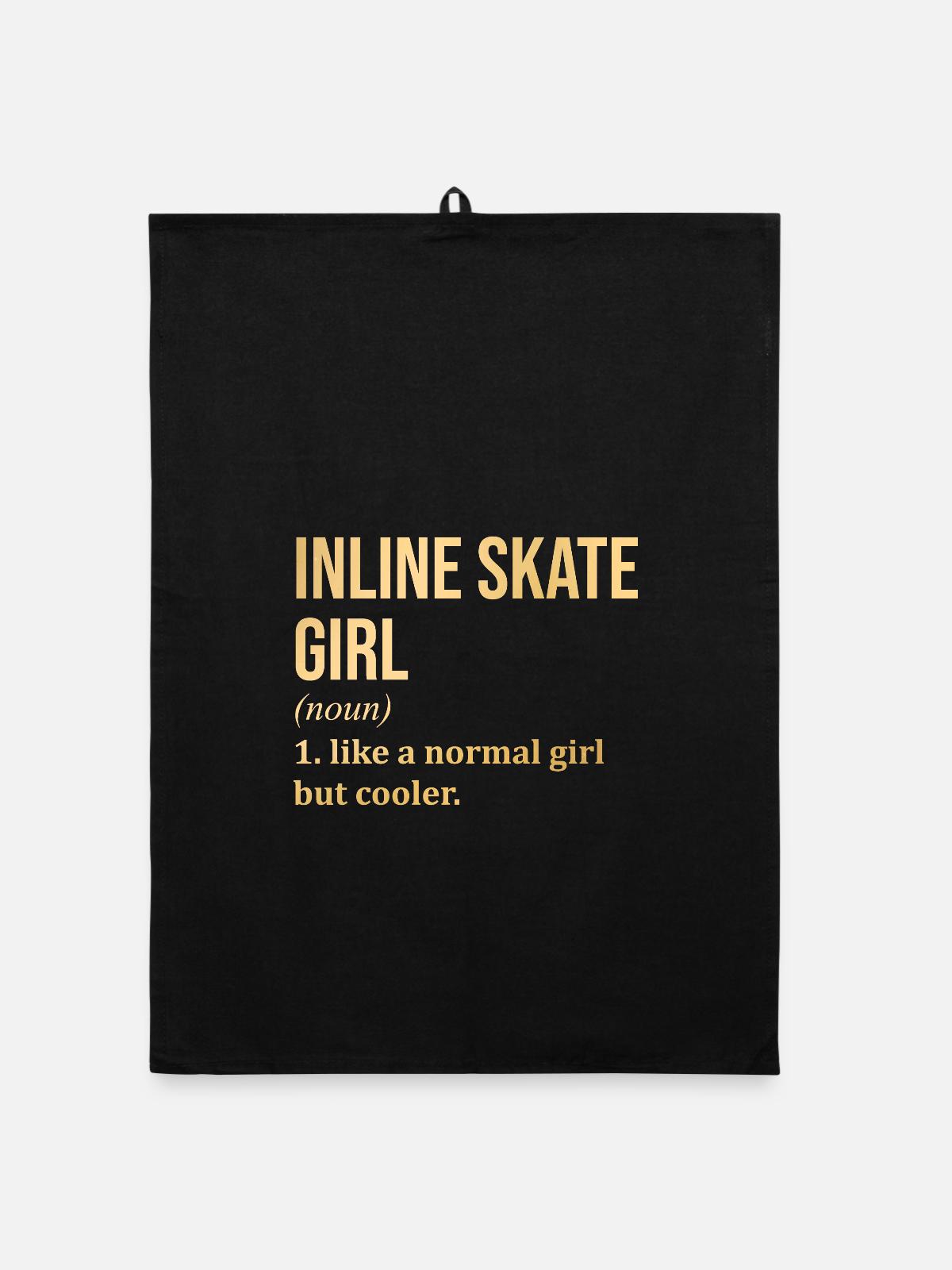 Inline-Skating Inline-Skating Inline-Skating - Organic Geschirrtuch - Schwarz - Vorne