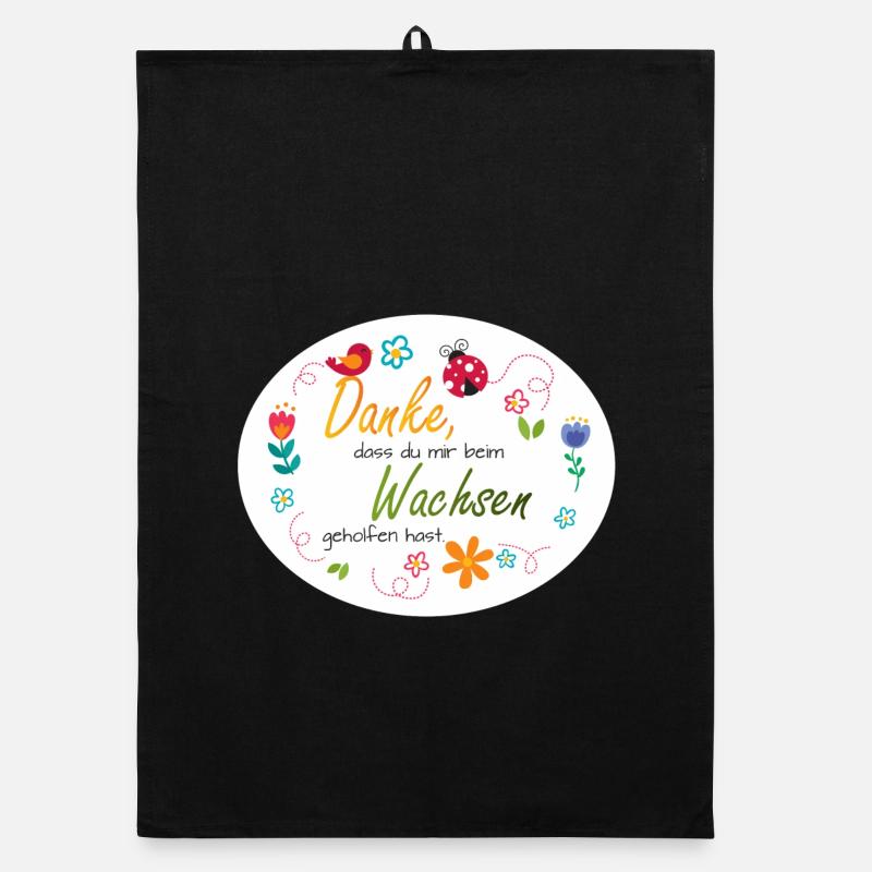 Spruch Kita-Abschied - Danke - bunte Blumen  Organic Geschirrtuch