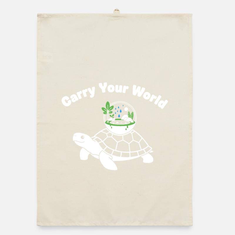Glass Dome Turtle World in Shell Organic dish towel