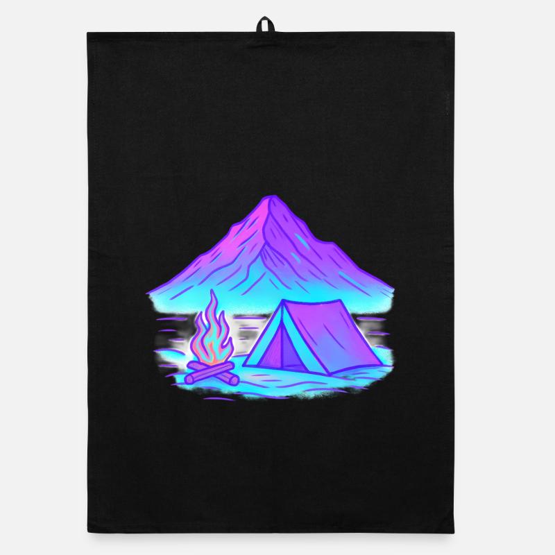Neon Camping at the Mountain Lake Organic dish towel