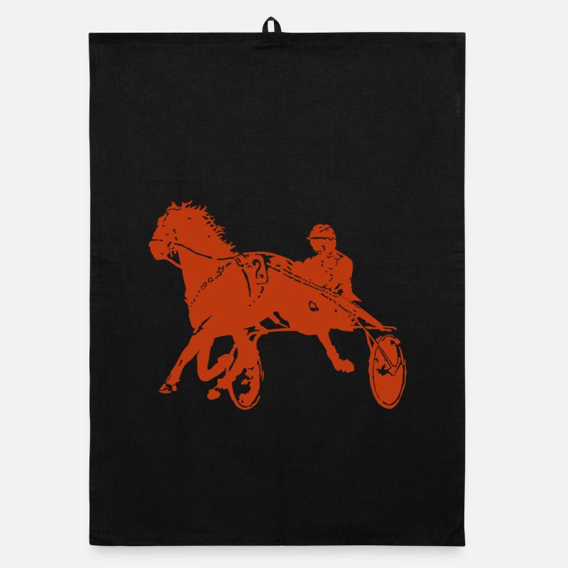 Trotteurs Trot Courses de chevaux - Torchon bio - noir