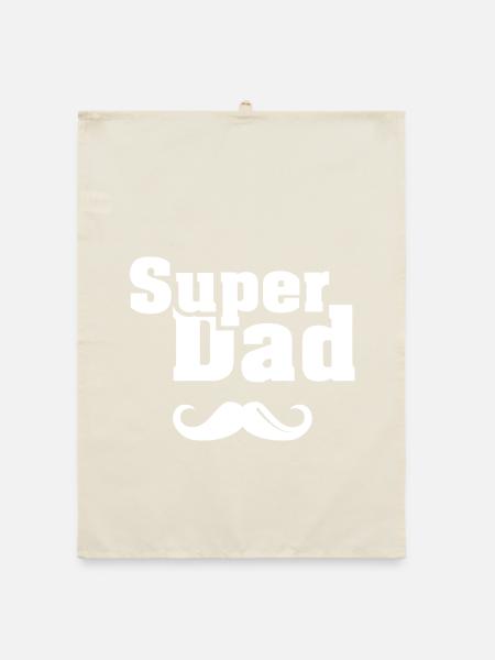 Super dad beard cool dad logo icon saying - Organic dish towel - nature - Front