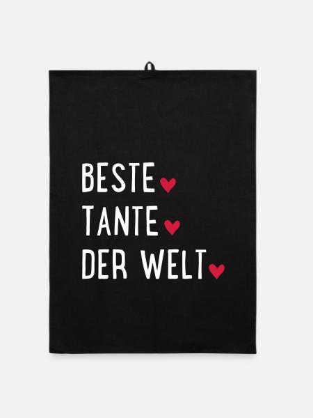 Beste Tante der Welt - Organic Geschirrtuch - Schwarz - Vorne