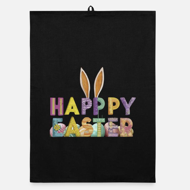 Conception de lapin de Pâques avec des lettres colorées Torchon bio