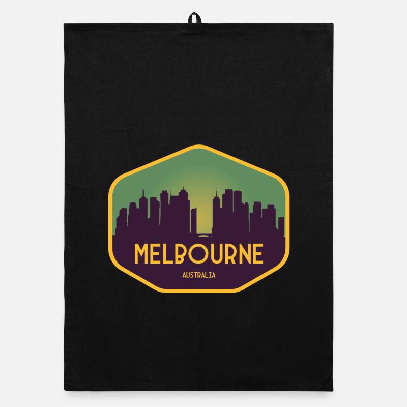 Melbourne Skyline Sunset Organic dish towel