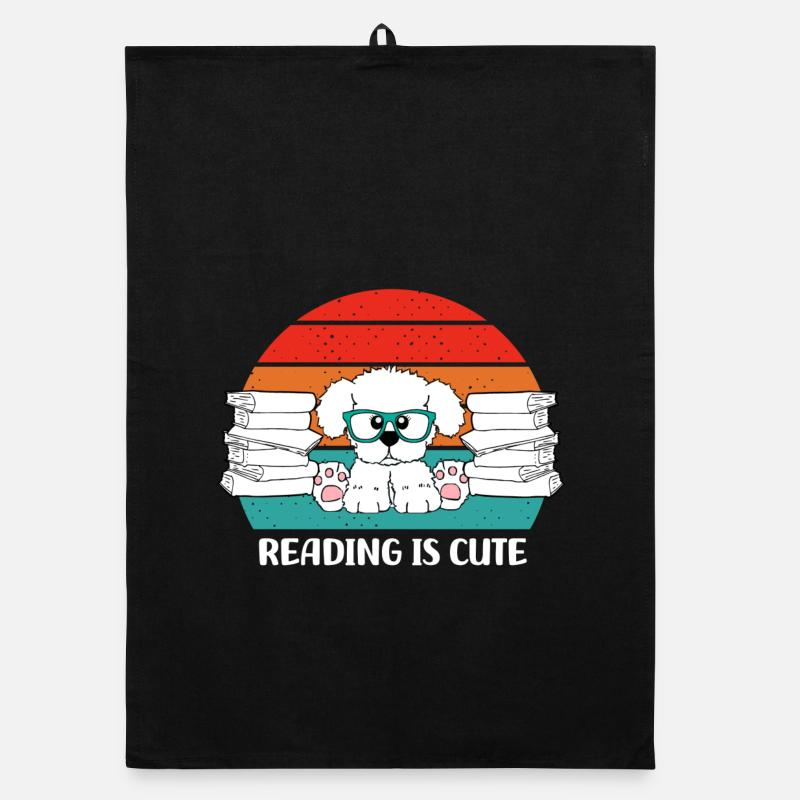 Reading is cute Organic dish towel