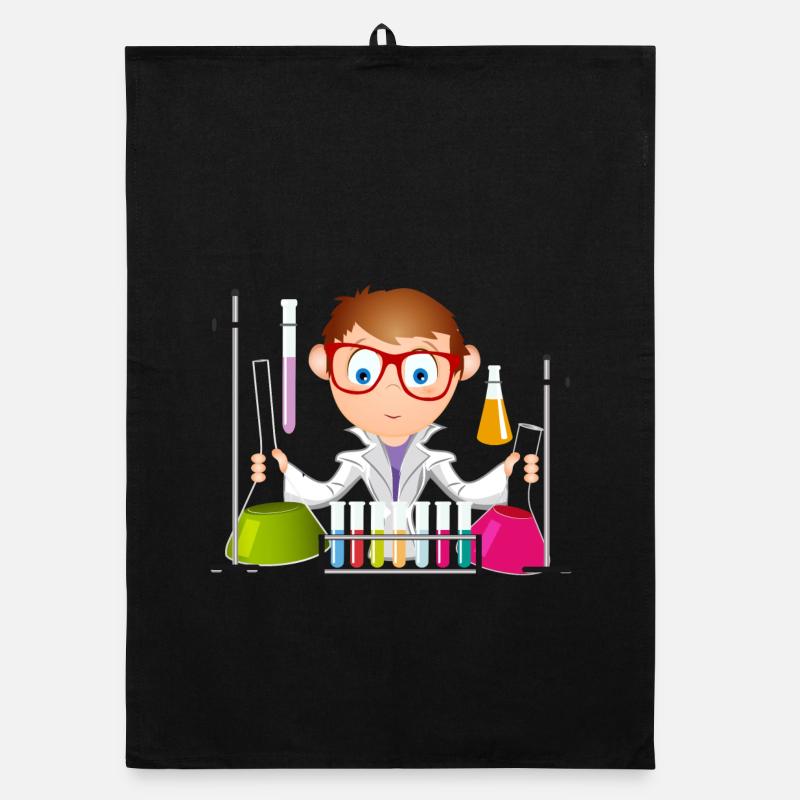 A young man as a scientist in the laboratory Organic dish towel