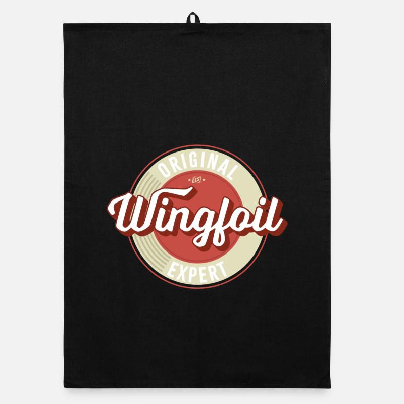 Étiquette Wingfoil - Torchon bio - noir