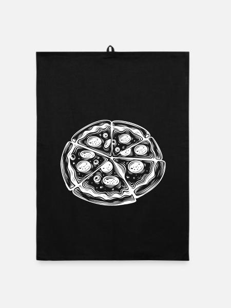 Pizza Drawing - Organic dish towel - black - Front