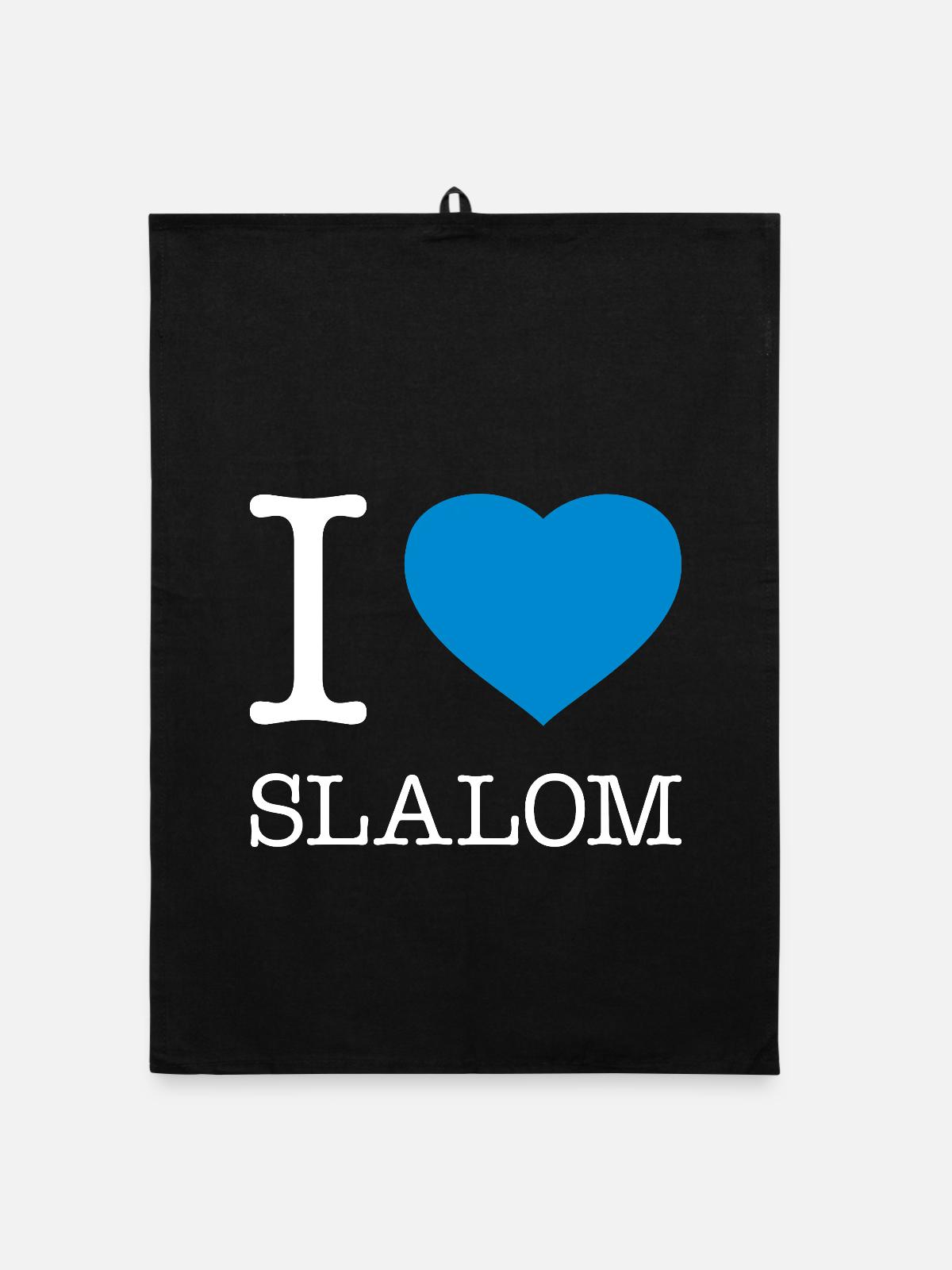 J’ADORE LE SLALOM - Torchon bio - noir - Devant