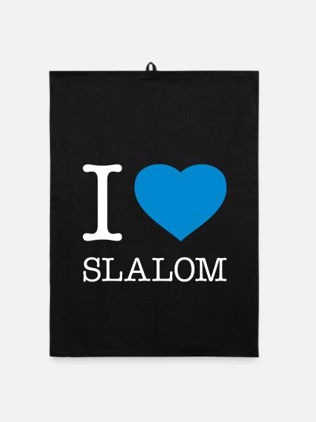I LOVE SLALOM - Organic dish towel - black - Front