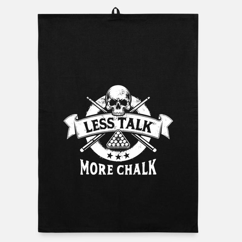 Moins de paroles, plus de craie. Proverbe de billard, cadeau Torchon bio