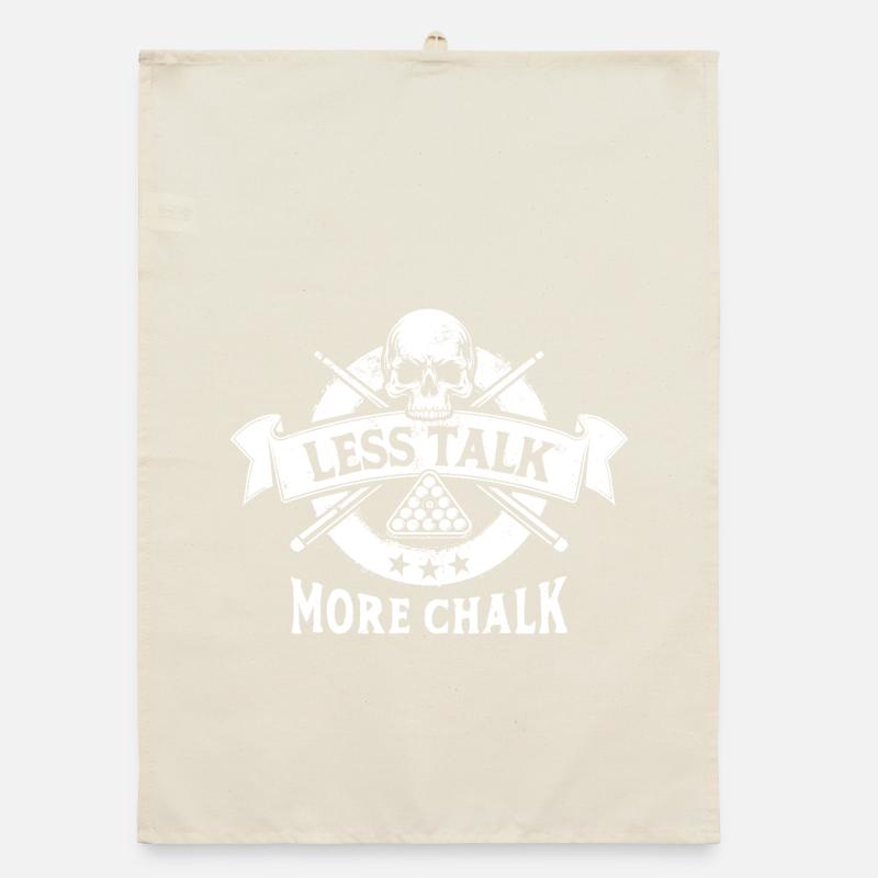 Moins de paroles, plus de craie. Proverbe de billard, cadeau Torchon bio