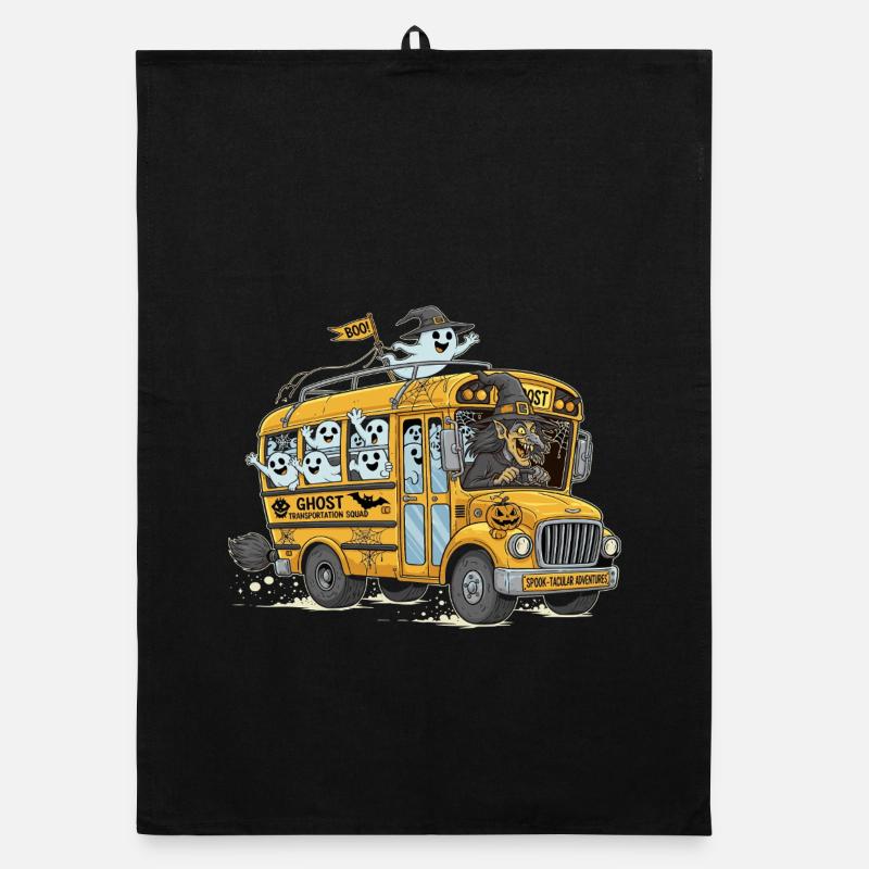 Haunted Ghost Bus Halloween Design Organic dish towel