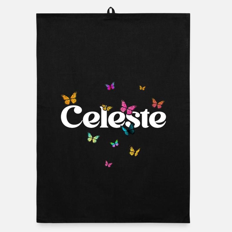 Schöner Mädchenname mit Schmetterlingen CELESTE Organic Geschirrtuch
