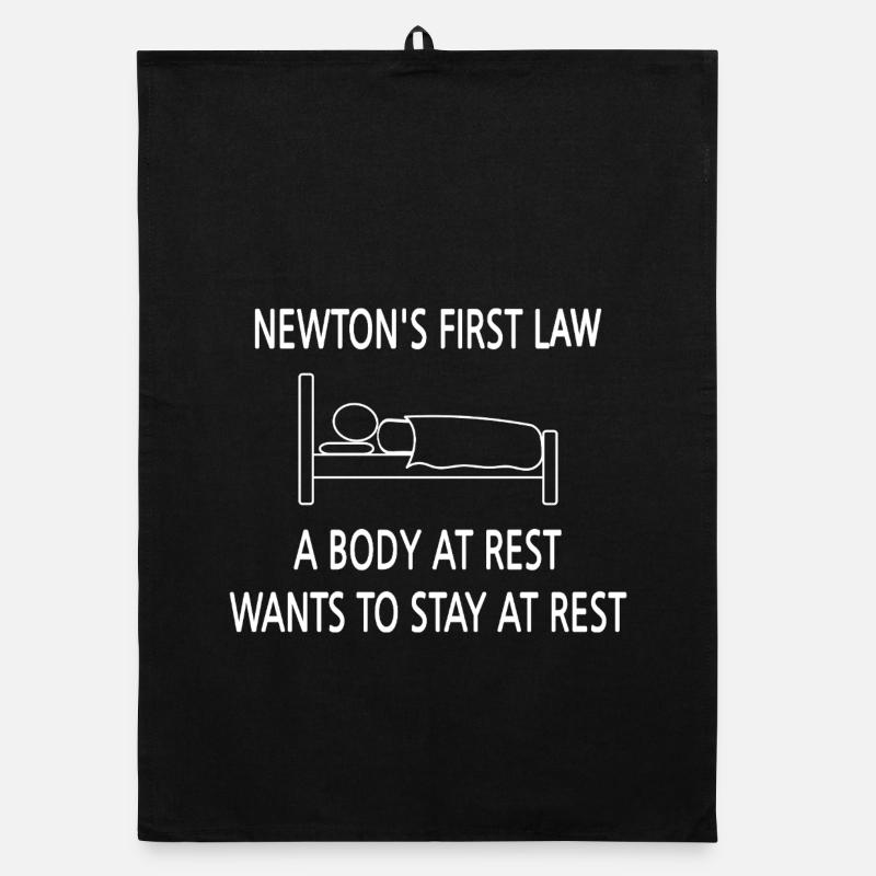 Newton's First Law Bed Rest Graphic Organic dish towel